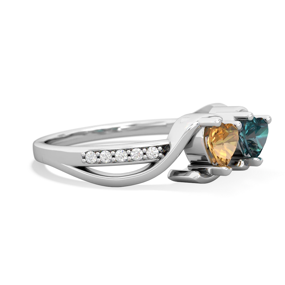 Citrine Side By Side 14K White Gold ring R3090