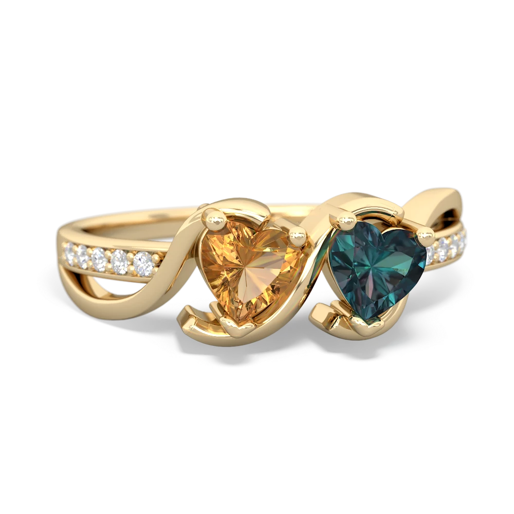 Citrine Side By Side 14K Yellow Gold ring R3090