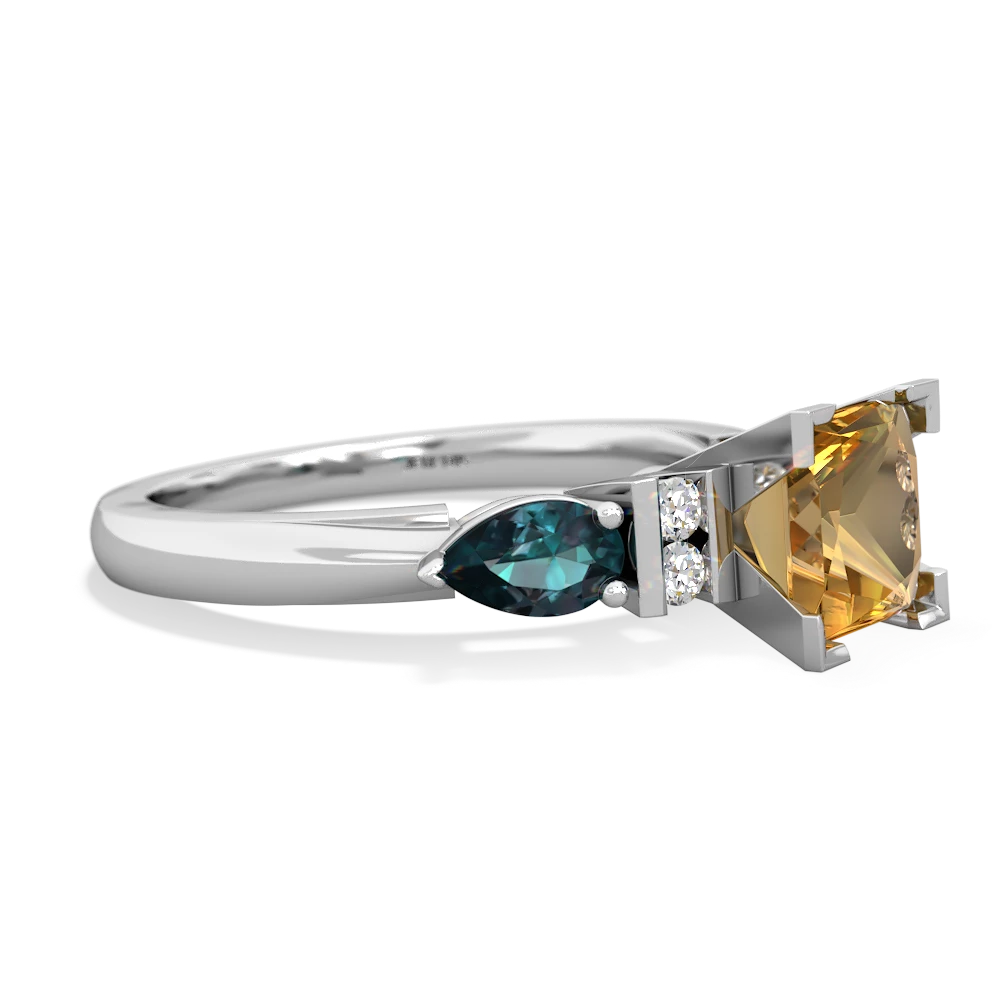 Citrine 6Mm Princess Eternal Embrace Engagement 14K White Gold ring C2002