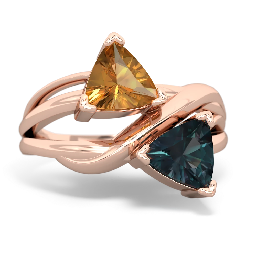 Citrine Split Band Swirl 14K Rose Gold ring R2341