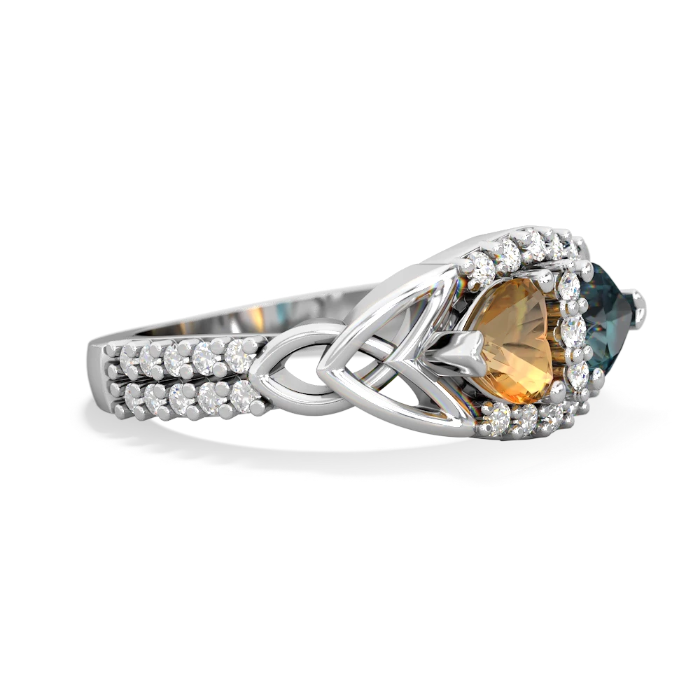 Citrine Sparkling Celtic Knot 14K White Gold ring R2645