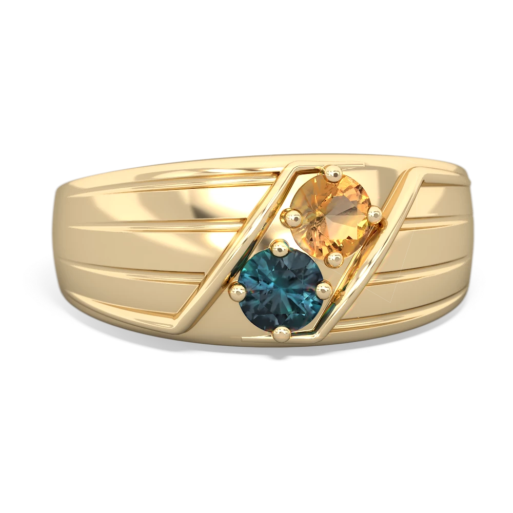 Citrine Men's Streamline 14K Yellow Gold ring R0460