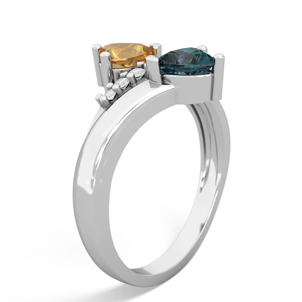 Citrine Heart To Heart 14K White Gold ring R2064