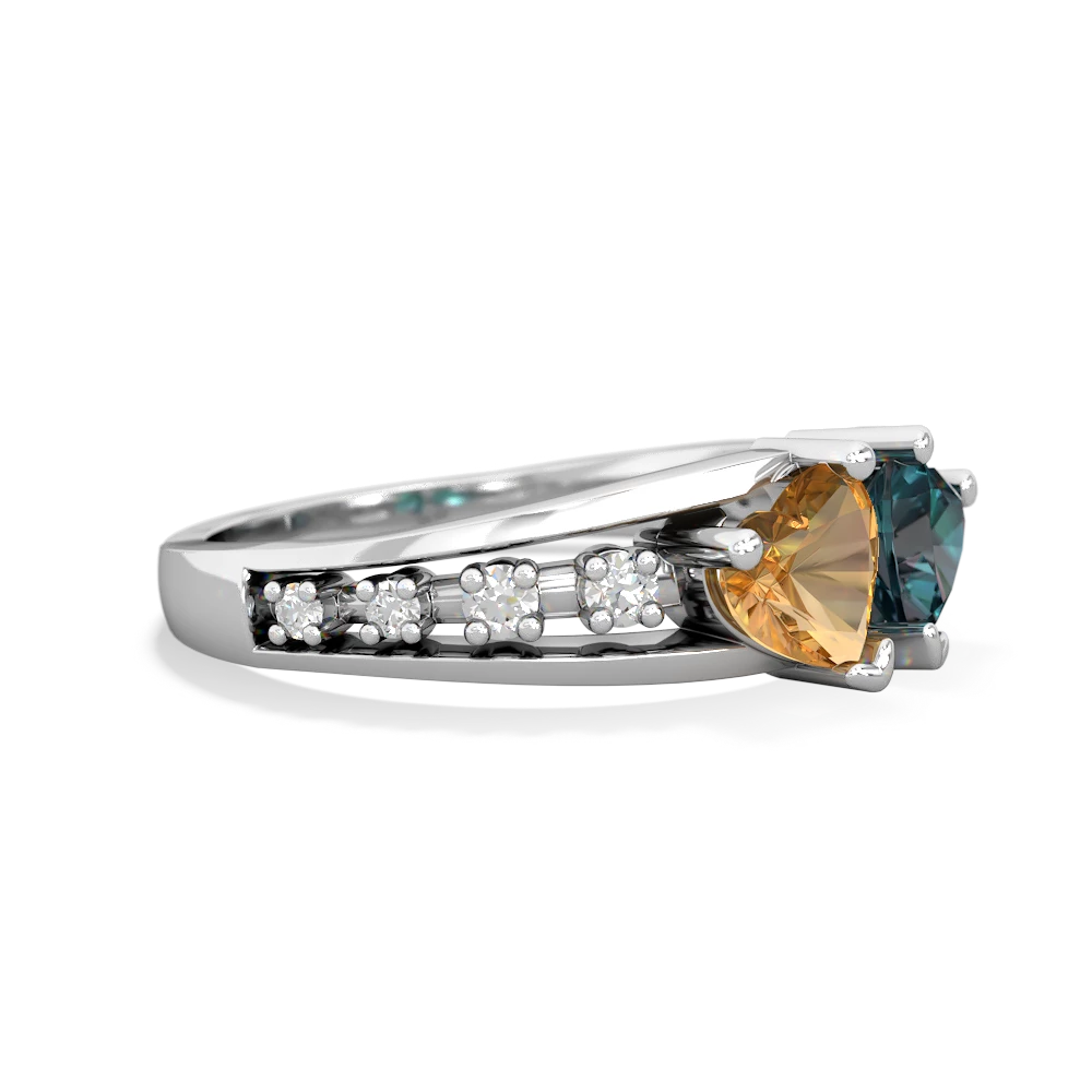 Citrine Heart To Heart 14K White Gold ring R3342