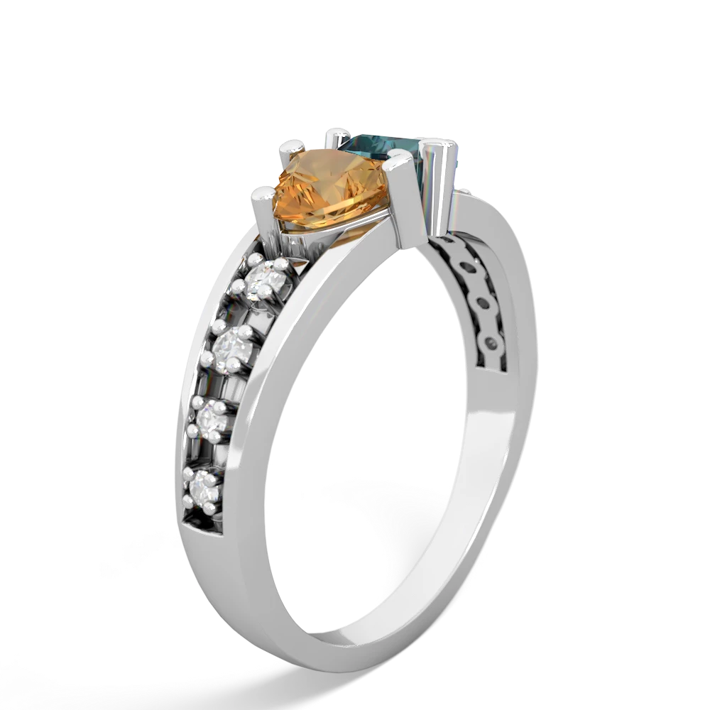 Citrine Heart To Heart 14K White Gold ring R3342