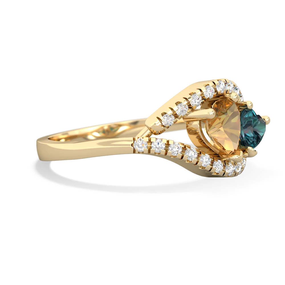 Citrine Mother And Child 14K Yellow Gold ring R3010