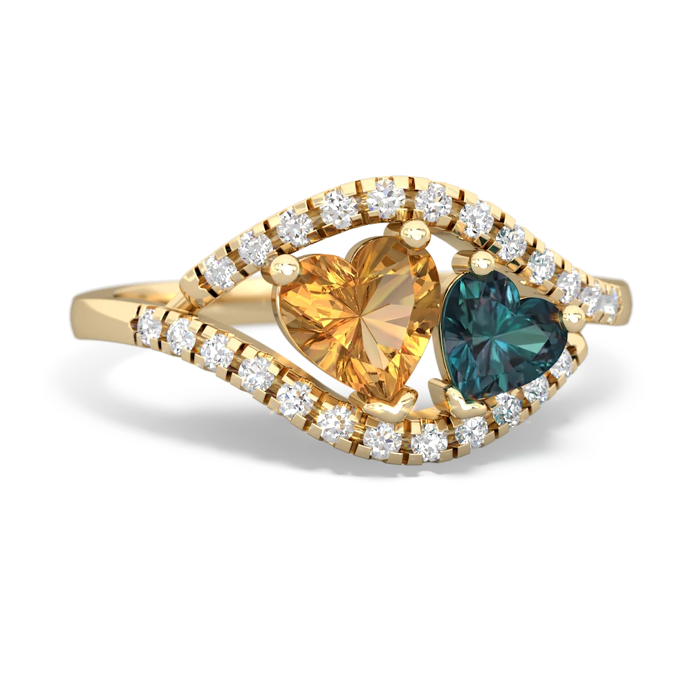 Citrine Mother And Child 14K Yellow Gold ring R3010