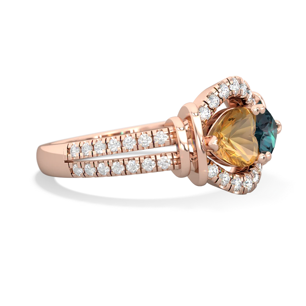 Citrine Art-Deco Keepsake 14K Rose Gold ring R5630