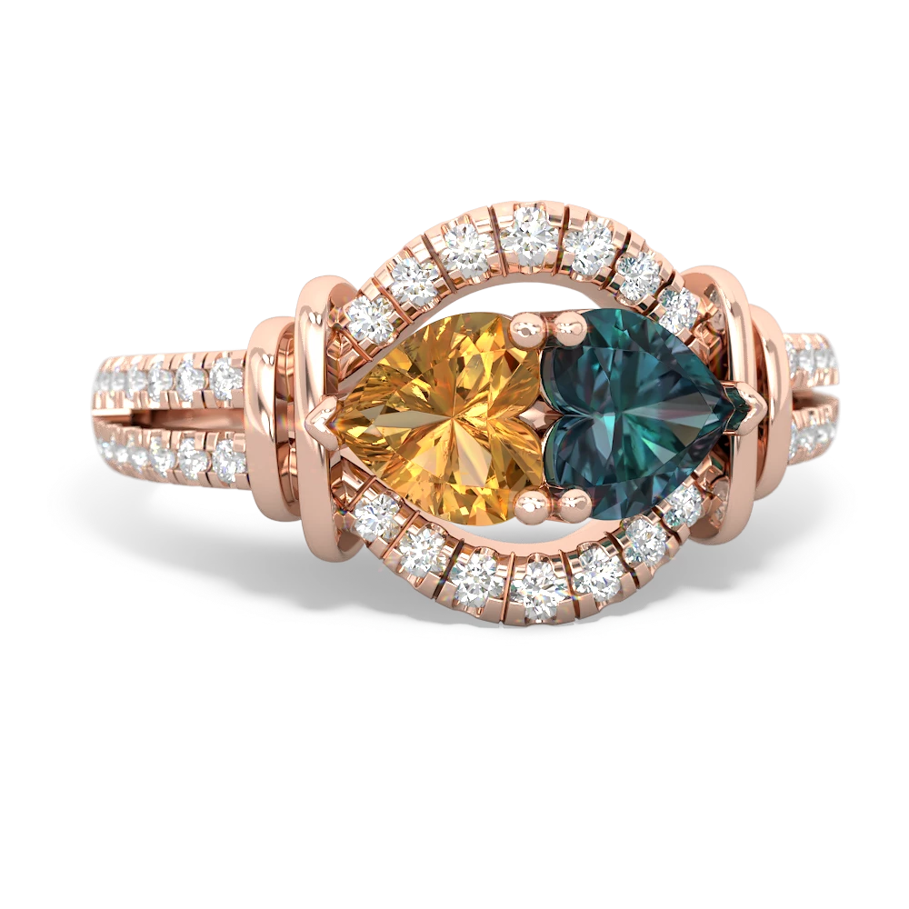 Citrine Art-Deco Keepsake 14K Rose Gold ring R5630