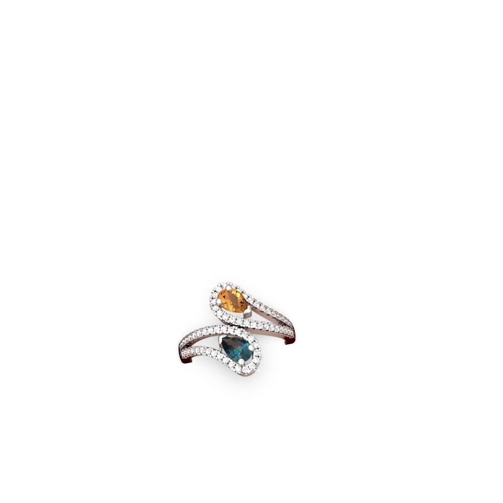 Citrine Diamond Dazzler 14K White Gold ring R3000