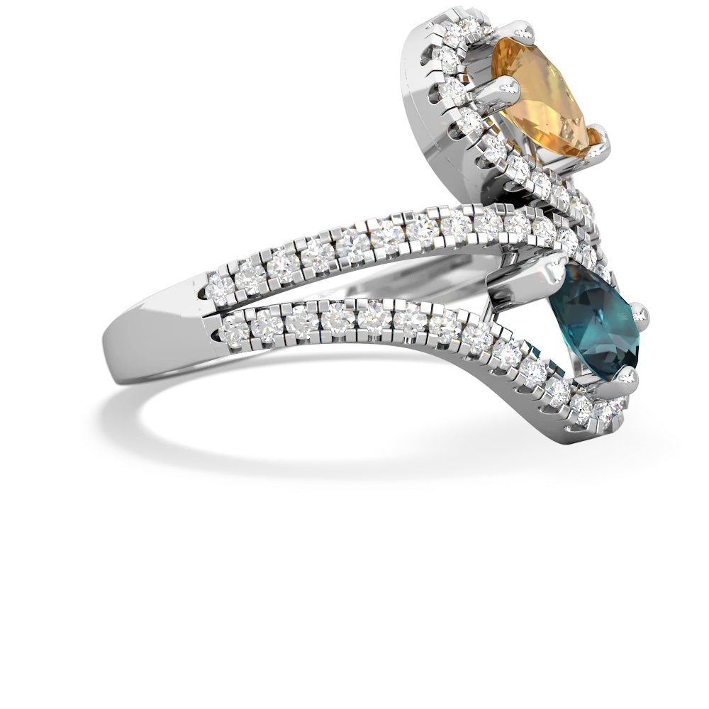 Citrine Diamond Dazzler 14K White Gold ring R3000