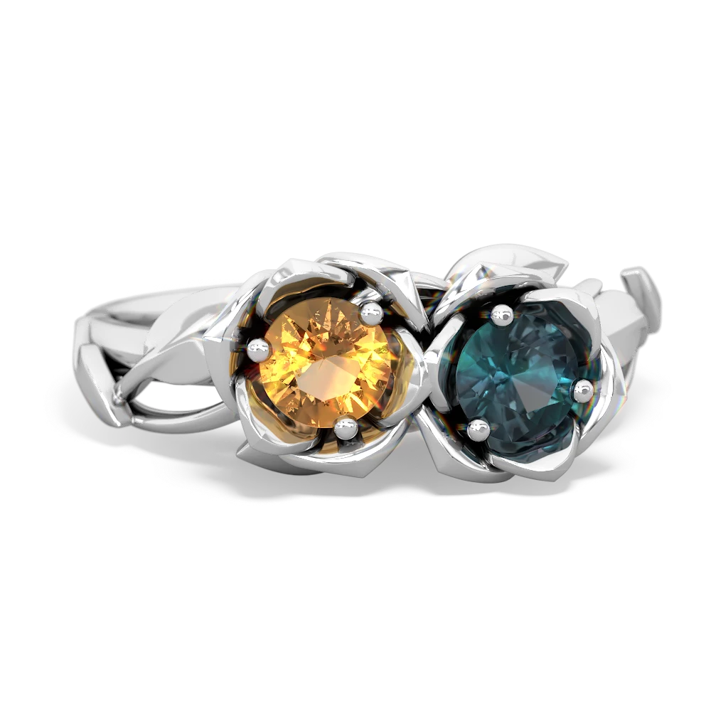 Citrine Rose Garden 14K White Gold ring R5510