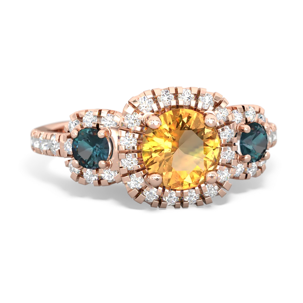 Citrine Regal Halo 14K Rose Gold ring R5350