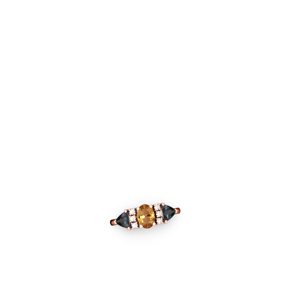 Citrine Antique Style Three Stone 14K Rose Gold ring R2186