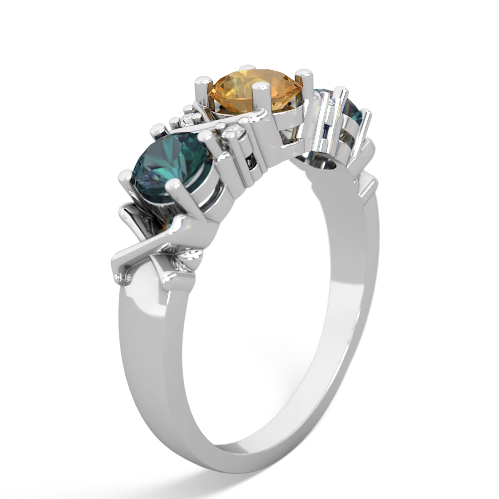 Citrine Hugs And Kisses 14K White Gold ring R5016