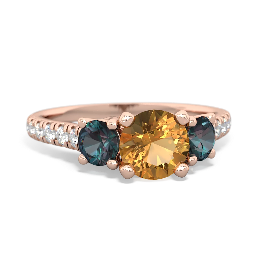 Citrine Pave Trellis 14K Rose Gold ring R5500