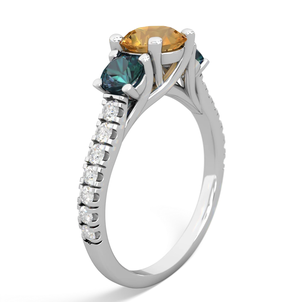 Citrine Pave Trellis 14K White Gold ring R5500