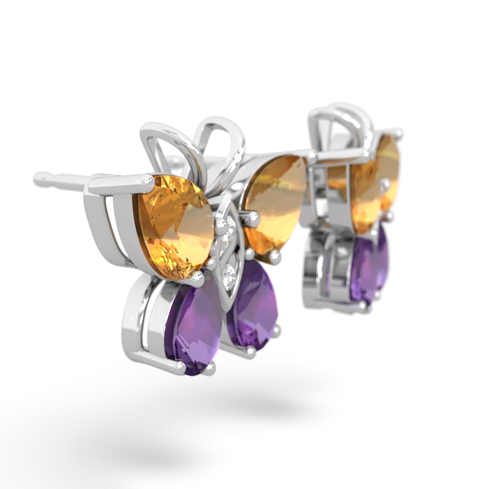 Citrine Butterfly 14K White Gold earrings E2215