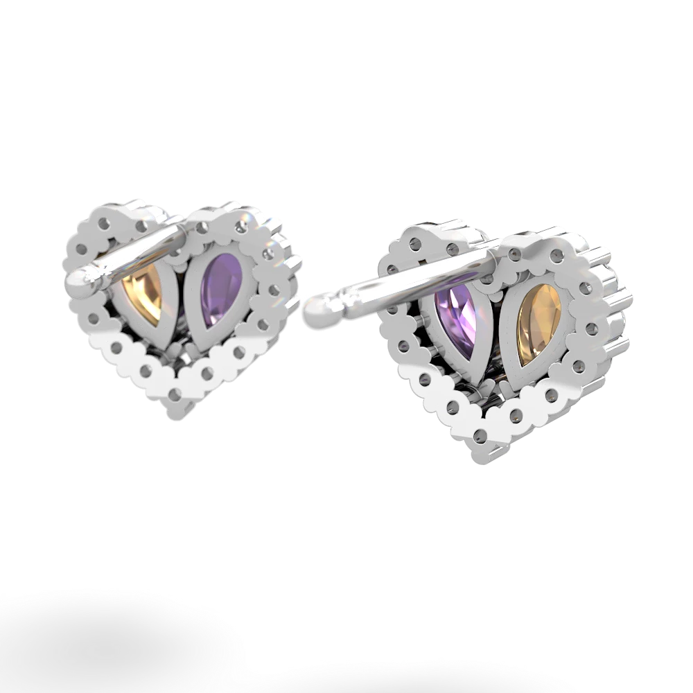 Citrine Halo 14K White Gold earrings E7008