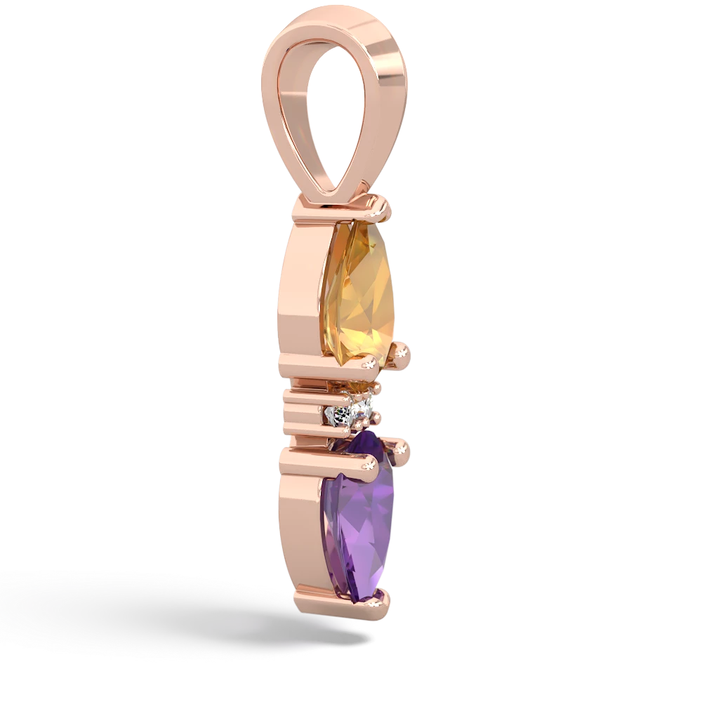 Citrine Bowtie Drop 14K Rose Gold pendant P0865