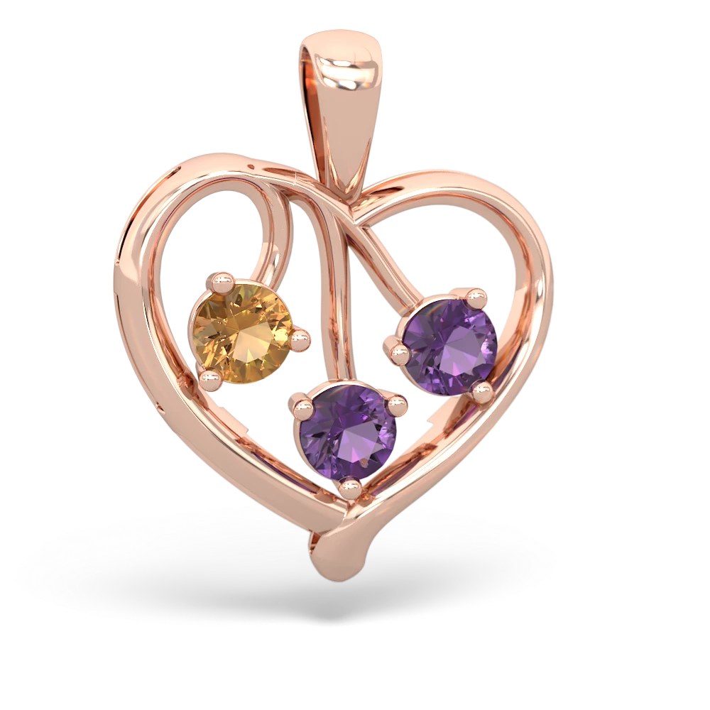 Citrine Glowing Heart 14K Rose Gold pendant P2233