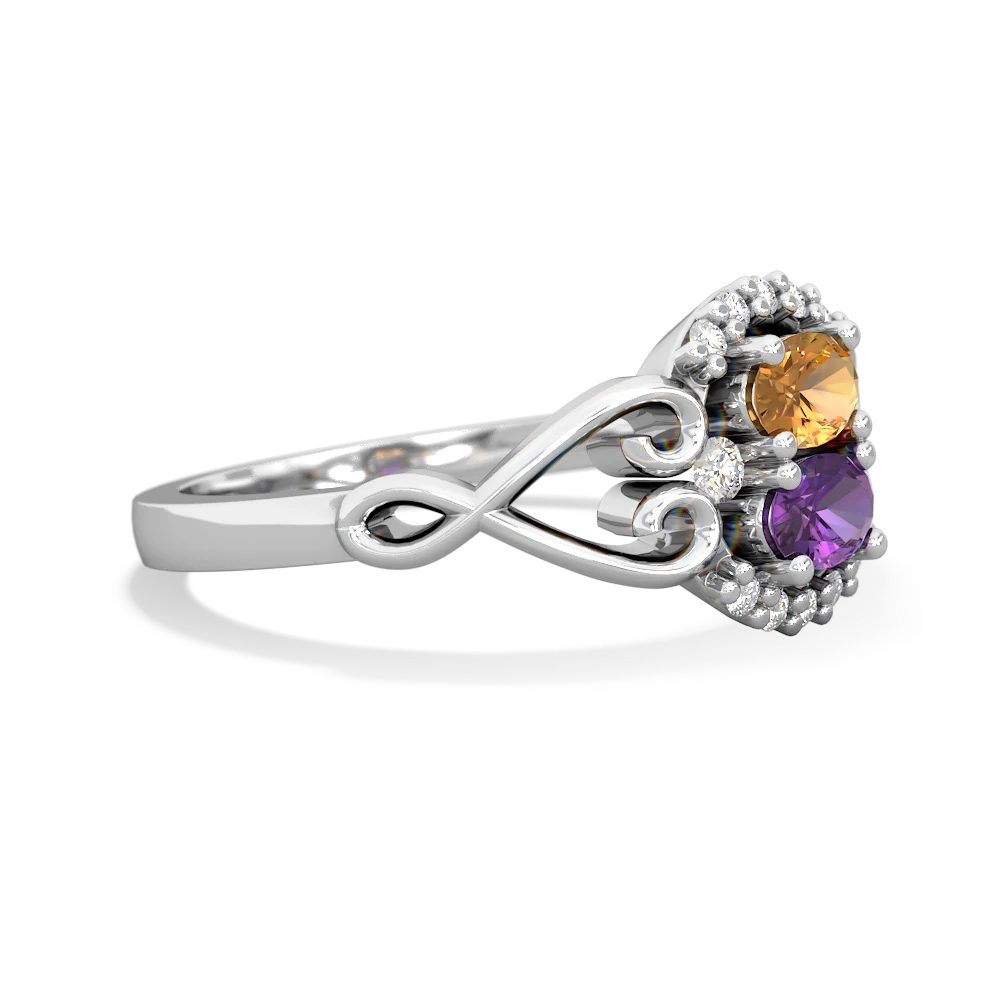 Citrine Love Nest 14K White Gold ring R5860