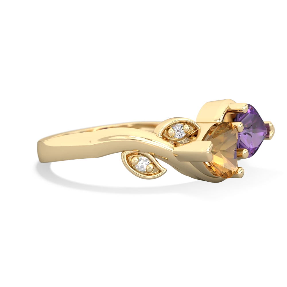 Citrine Floral Elegance 14K Yellow Gold ring R5790