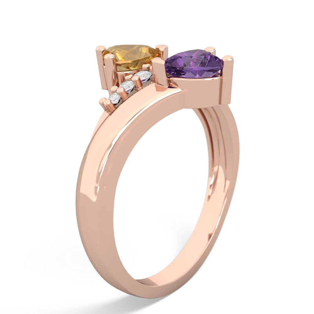 Citrine Heart To Heart 14K Rose Gold ring R2064