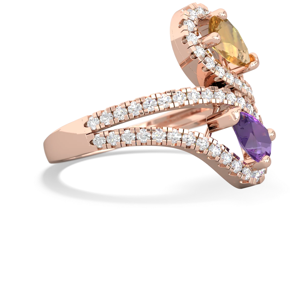 Citrine Diamond Dazzler 14K Rose Gold ring R3000