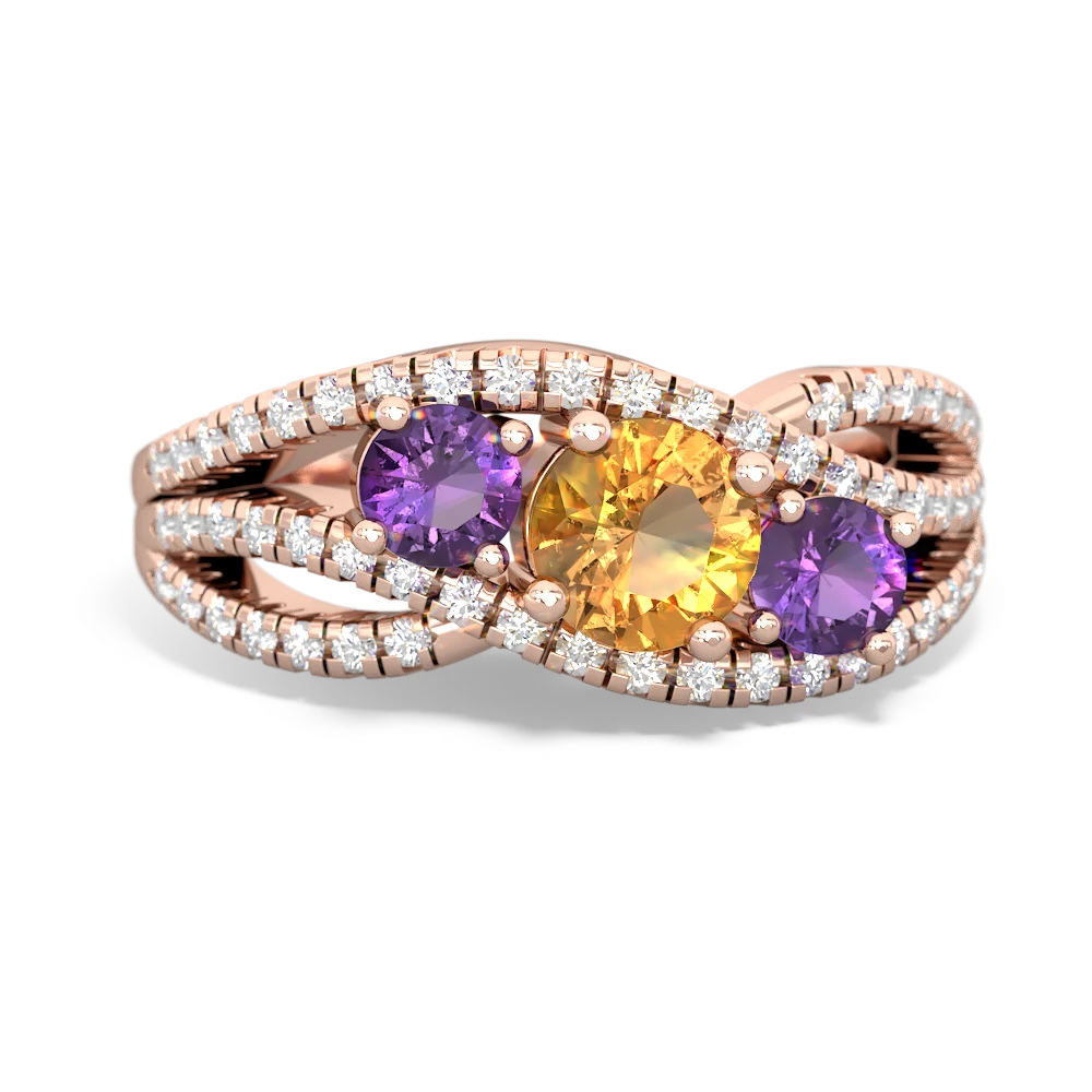 Citrine Three Stone Aurora 14K Rose Gold ring R3080