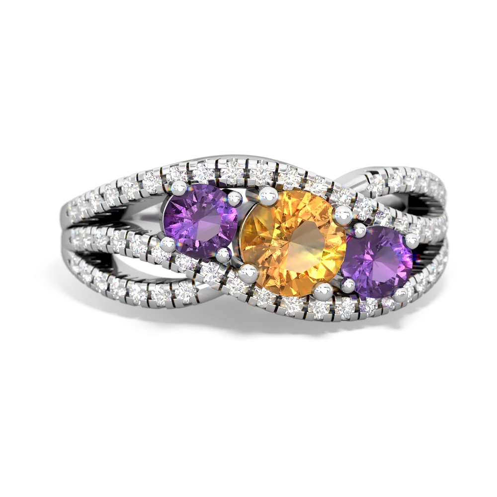 Citrine Three Stone Aurora 14K White Gold ring R3080