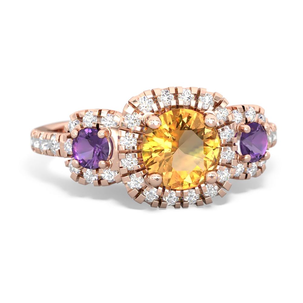 Citrine Regal Halo 14K Rose Gold ring R5350