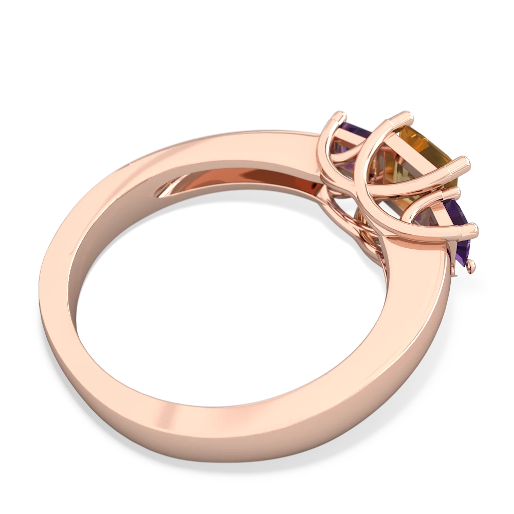 Citrine Three Stone Trellis 14K Rose Gold ring R4015