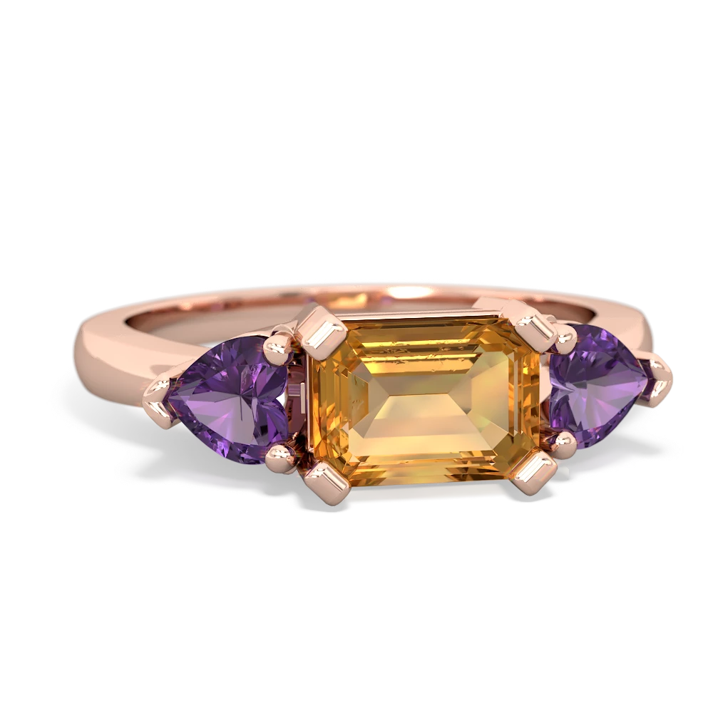 Citrine Three Stone 14K Rose Gold ring R5235