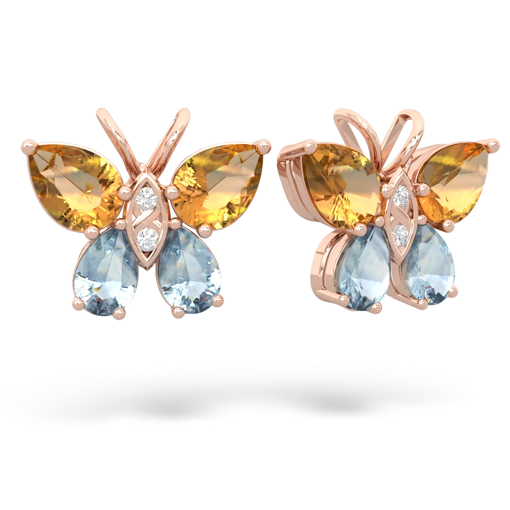 Citrine Butterfly 14K Rose Gold earrings E2215