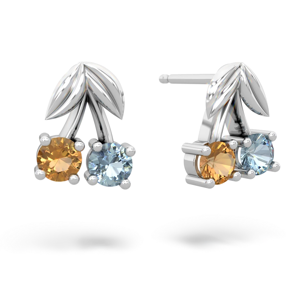 Citrine Sweet Cherries 14K White Gold earrings E7001