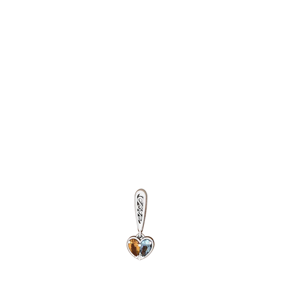 Citrine Filligree Heart 14K White Gold earrings E5070