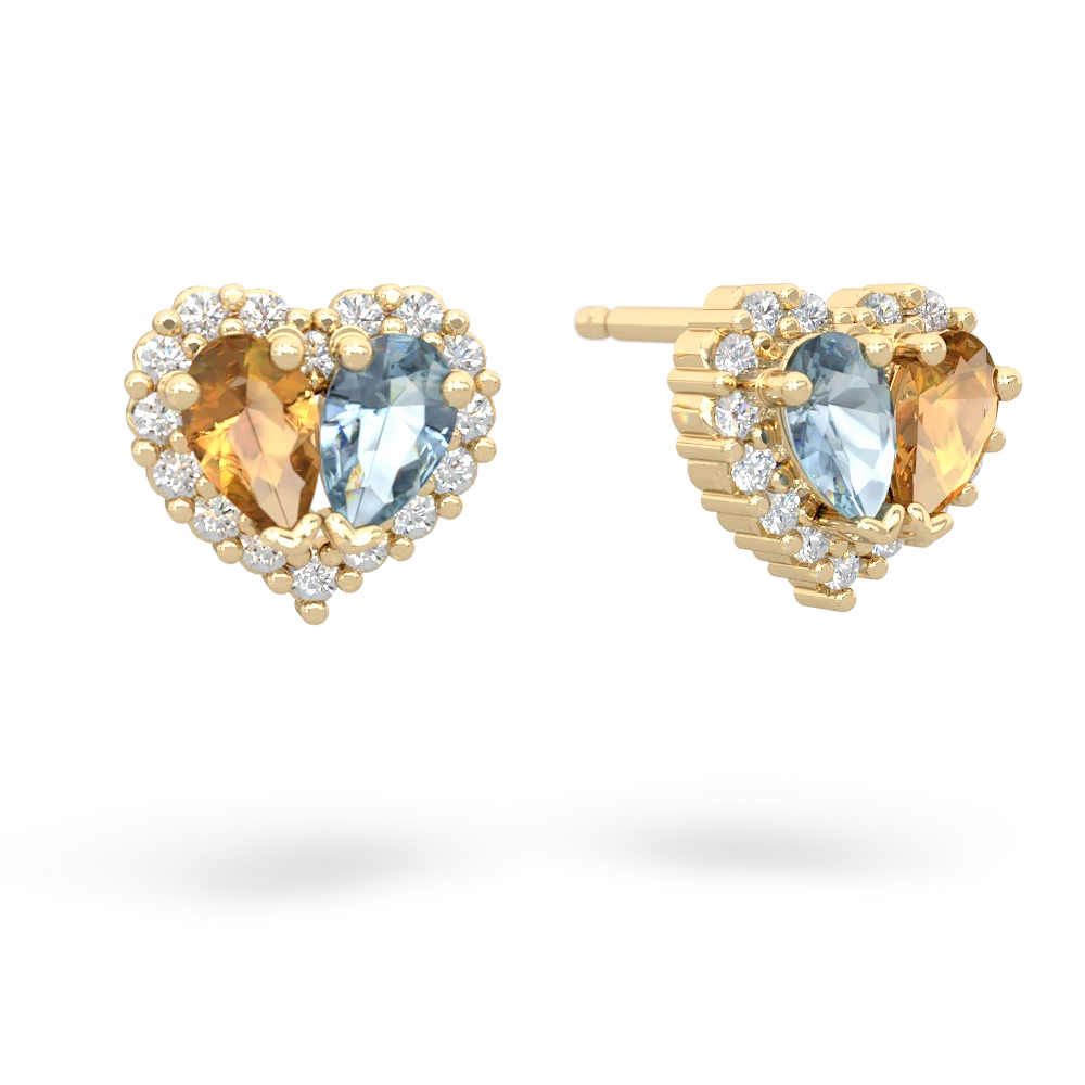 Citrine Halo 14K Yellow Gold earrings E7008