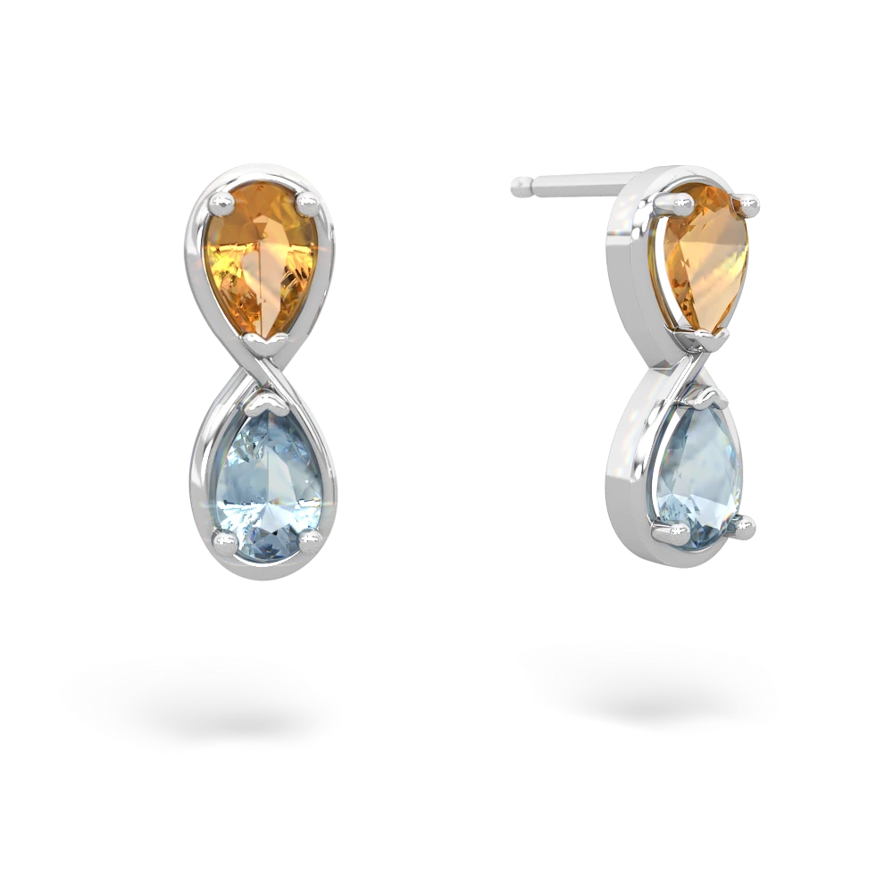 Citrine Infinity 14K White Gold earrings E5050