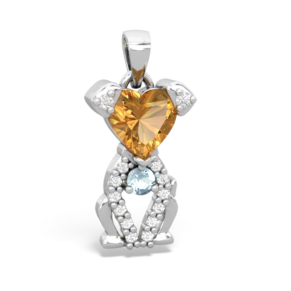 Citrine Puppy Love 14K White Gold pendant P5800