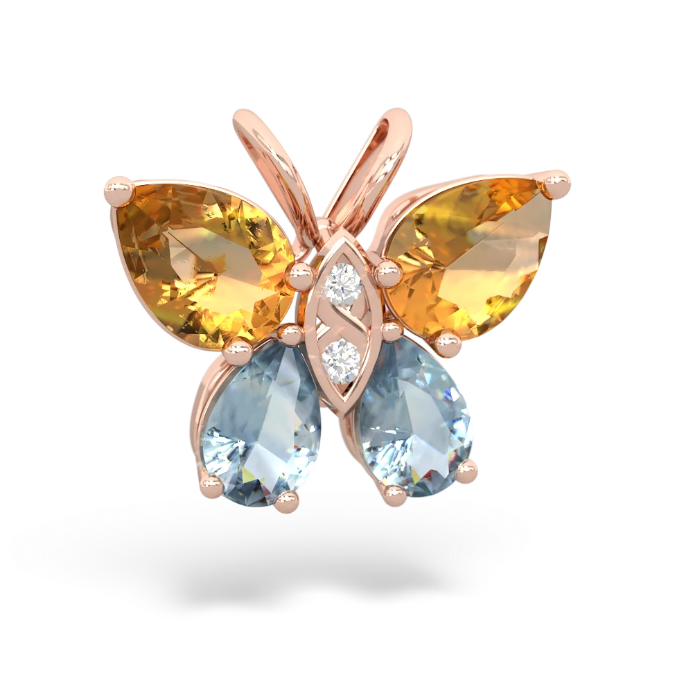 Citrine Butterfly 14K Rose Gold pendant P2215