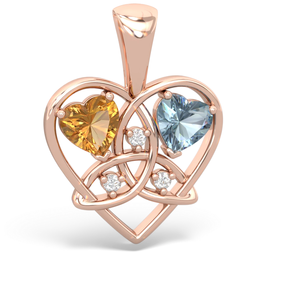 Citrine Celtic Trinity Heart 14K Rose Gold pendant P5331