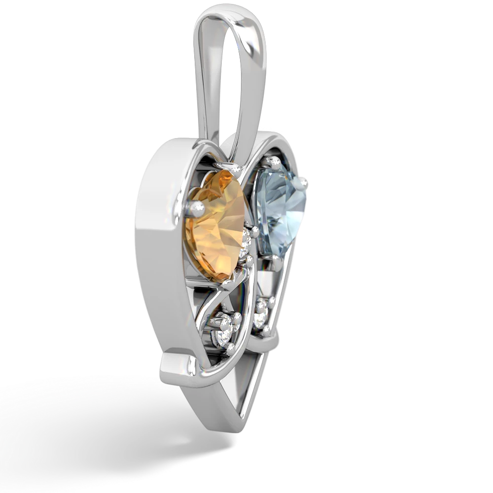 Citrine Celtic Trinity Heart 14K White Gold pendant P5331