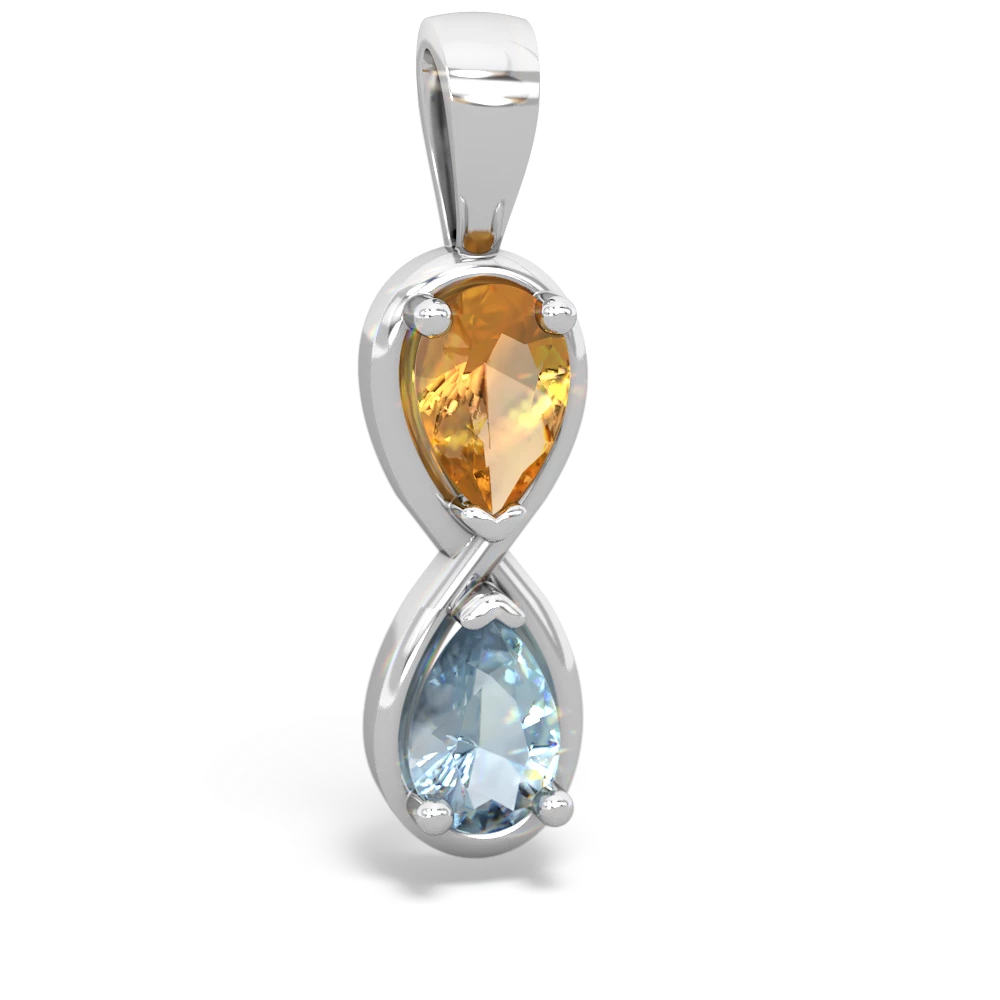 Citrine Infinity 14K White Gold pendant P5050