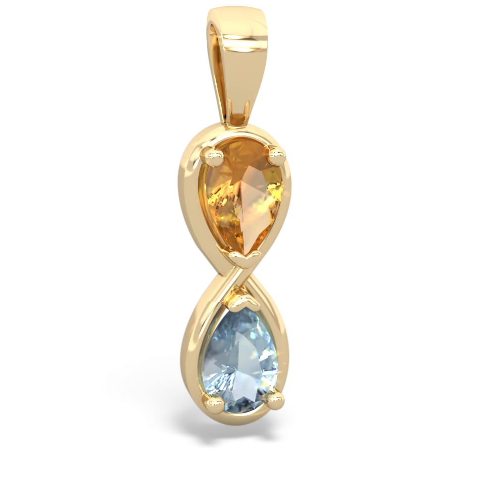 Citrine Infinity 14K Yellow Gold pendant P5050