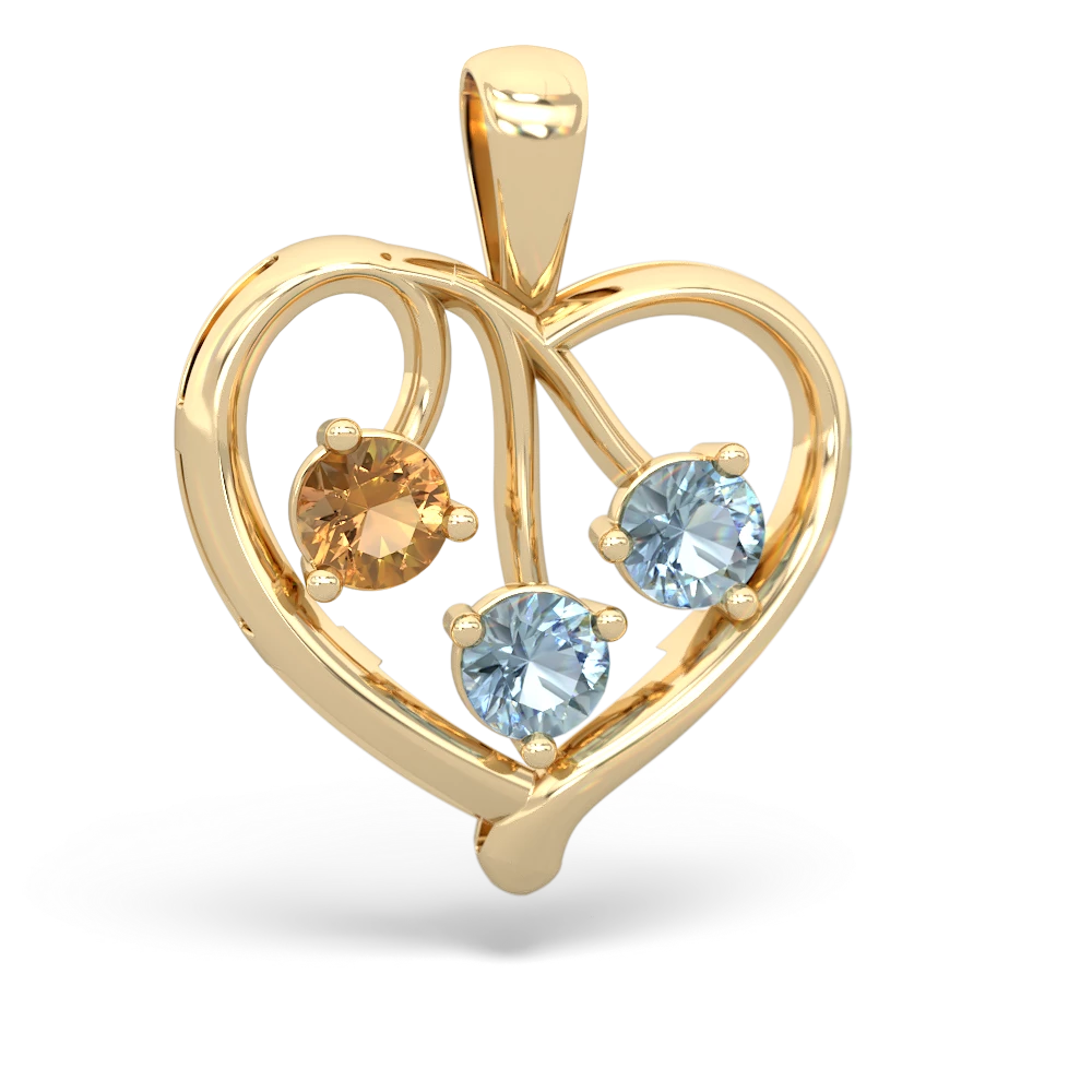 Citrine Glowing Heart 14K Yellow Gold pendant P2233