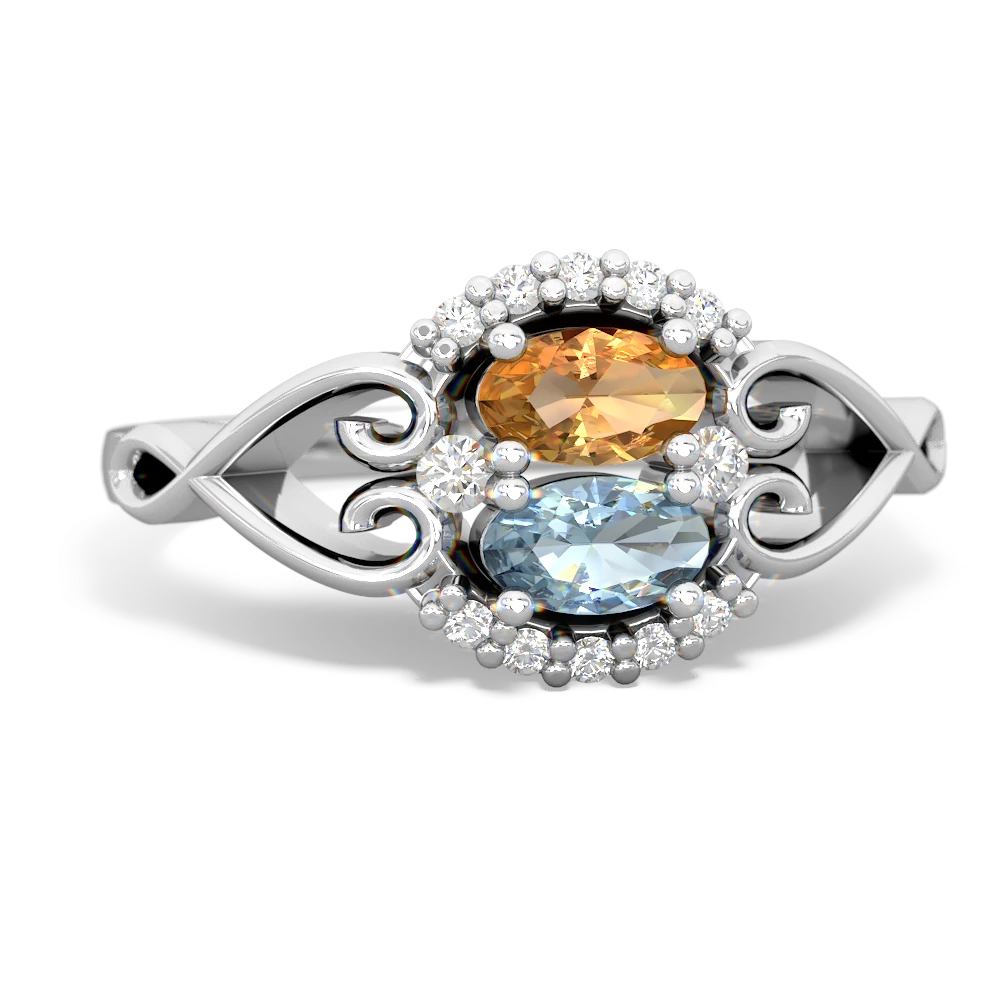 Citrine Love Nest 14K White Gold ring R5860