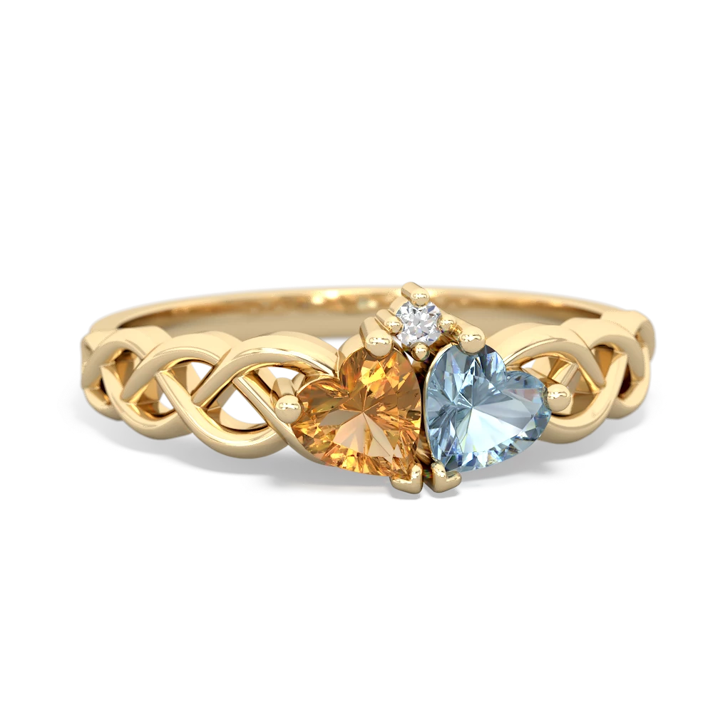 Citrine Heart To Heart Braid 14K Yellow Gold ring R5870