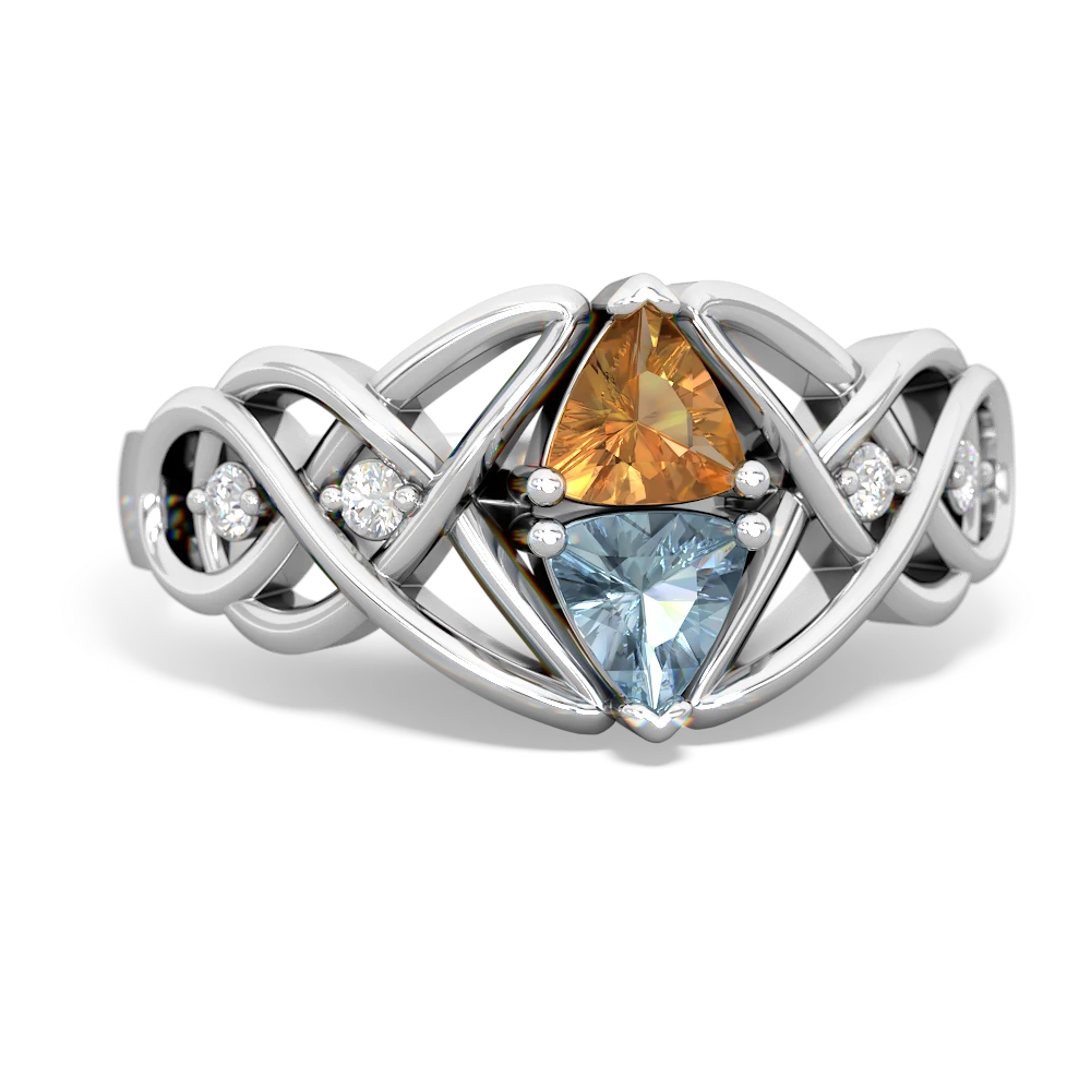 Citrine Keepsake Celtic Knot 14K White Gold ring R5300