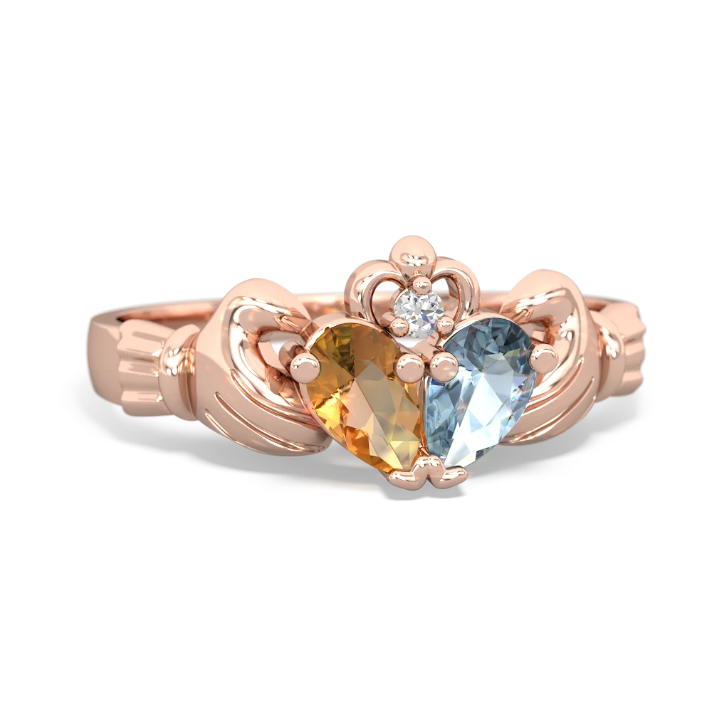 Citrine 'Our Heart' Claddagh 14K Rose Gold ring R2388